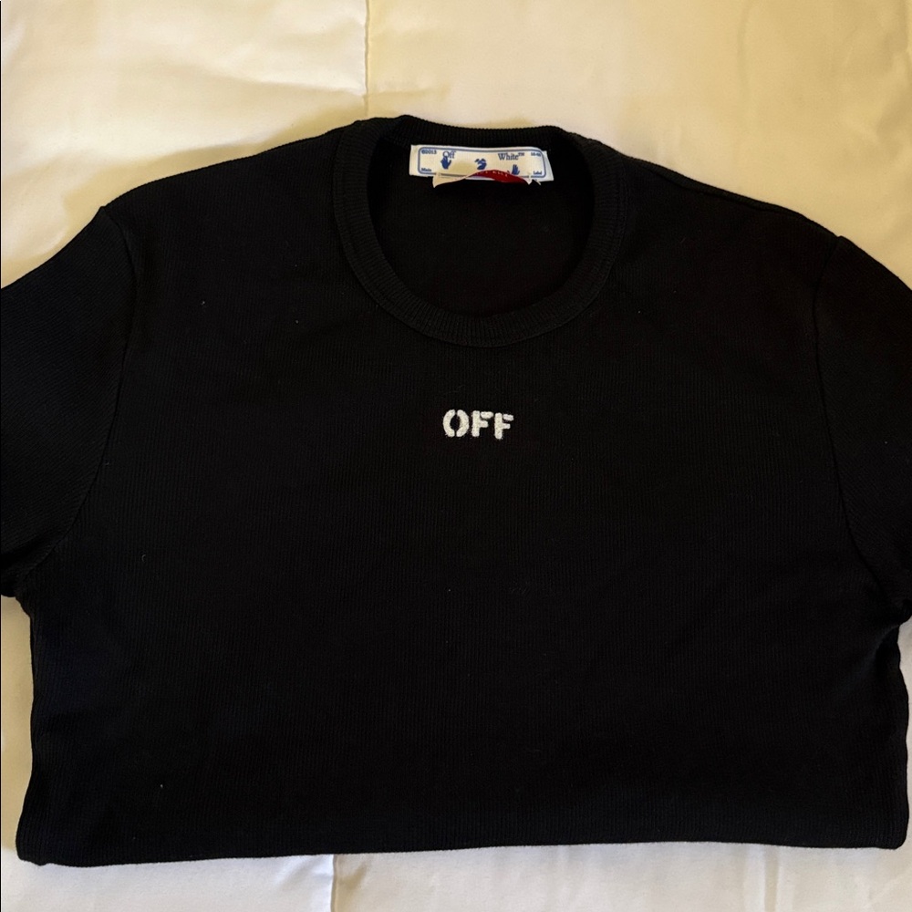 Off White Black Stamp Logo Ribbed T-Shirt